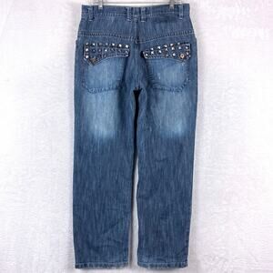 VTG Southpole Jeans Mens 34 Faded Studded Baggy Flap Pocket Skate Punk Indie Y2K